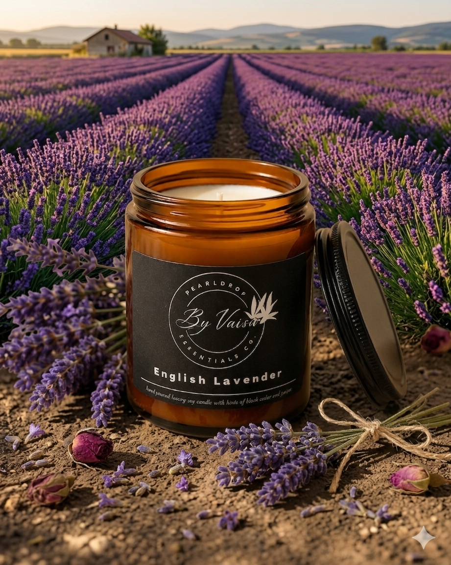 Hand-poured English Lavender soy candle by Pearldrop